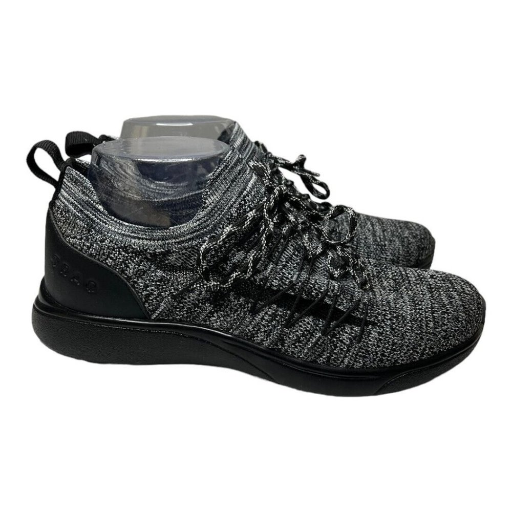 TRAQ by Alegria Womens 6.5 Gray Black Synq Athletic Lace‎ Up Low Top Knit Mesh
